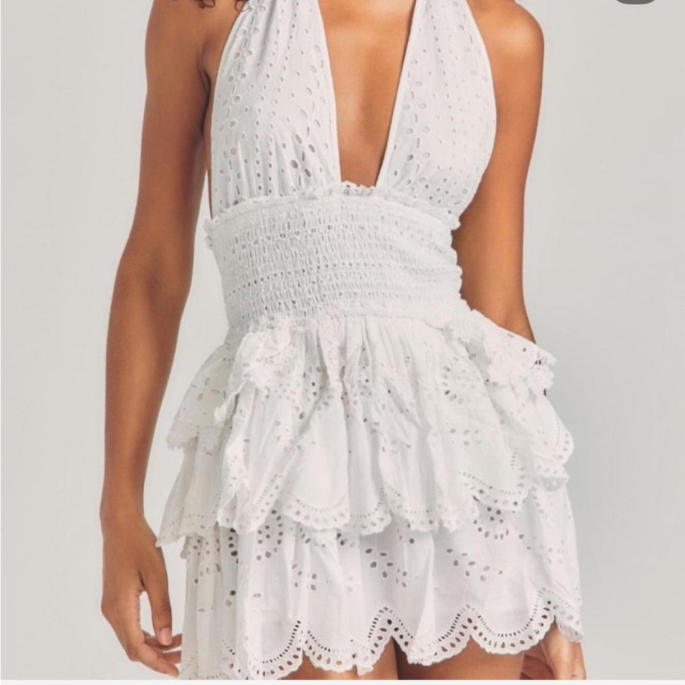Loveshackfancy Elegant White Halter Dress